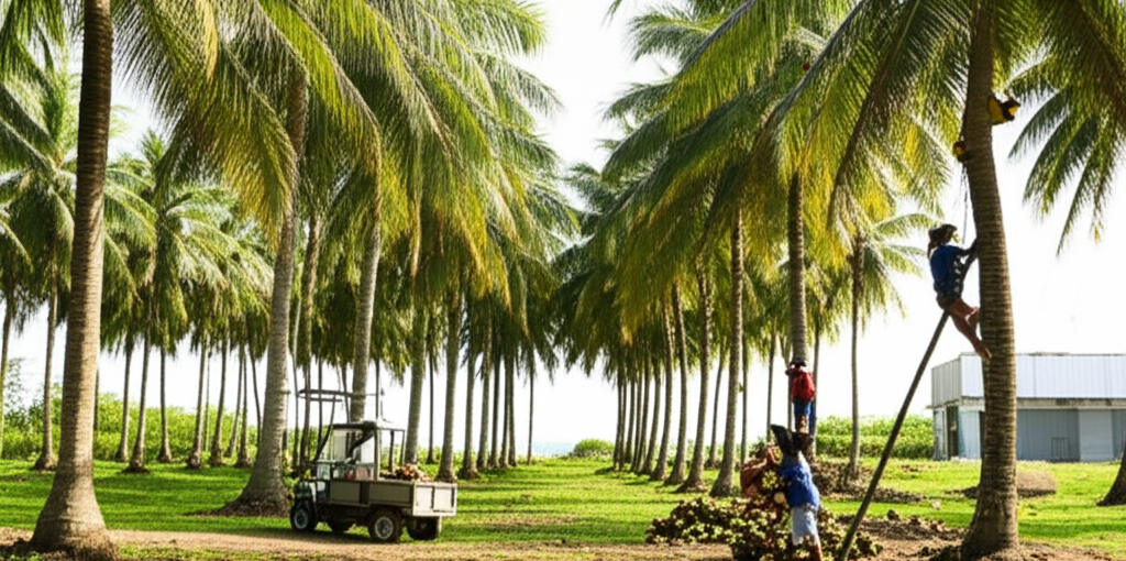 Fresh coconut harvesting